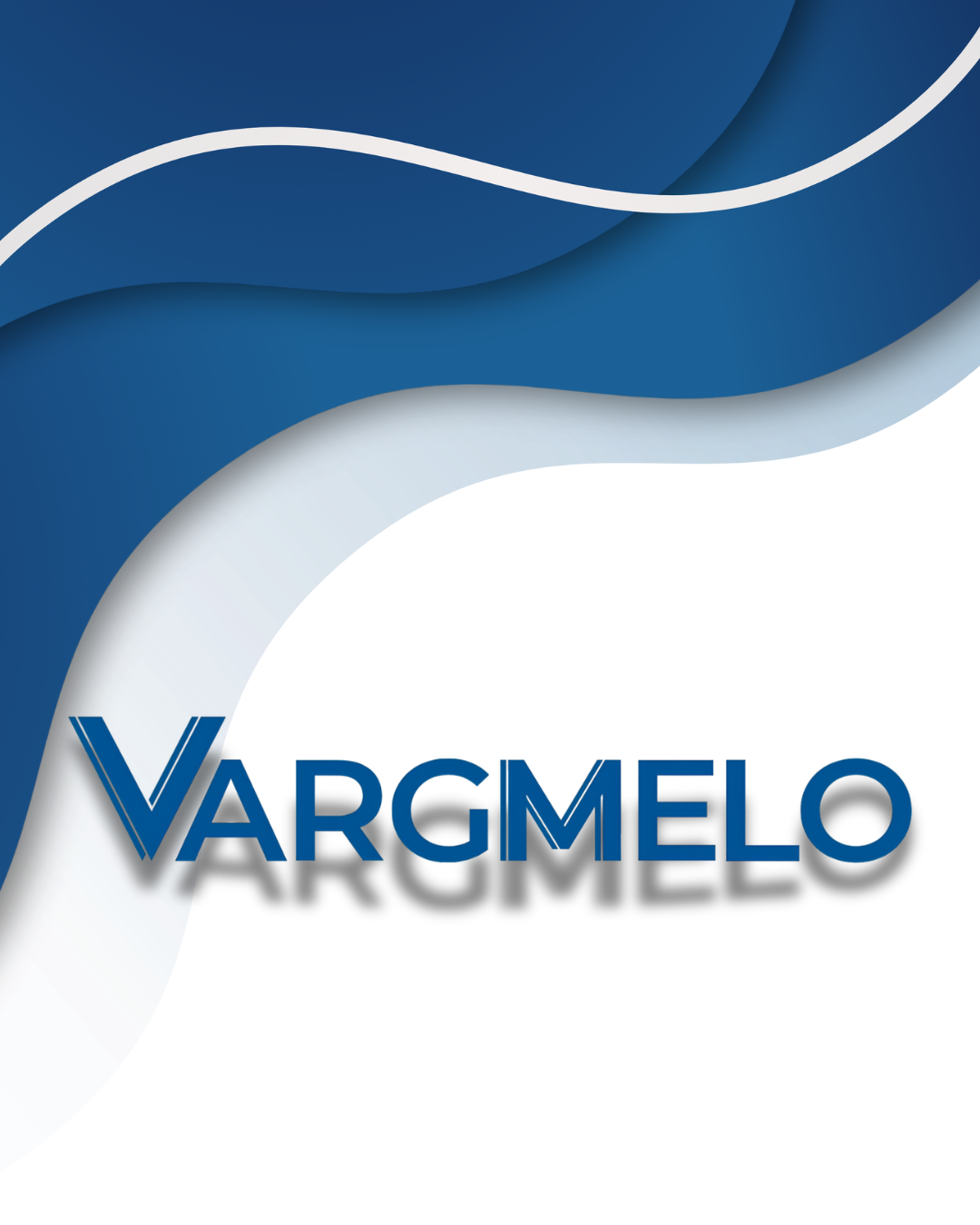 Documento con diseño en tonos azules y blancos y la palabra 'VARGMEL' en letra grande y color azul oscuro.