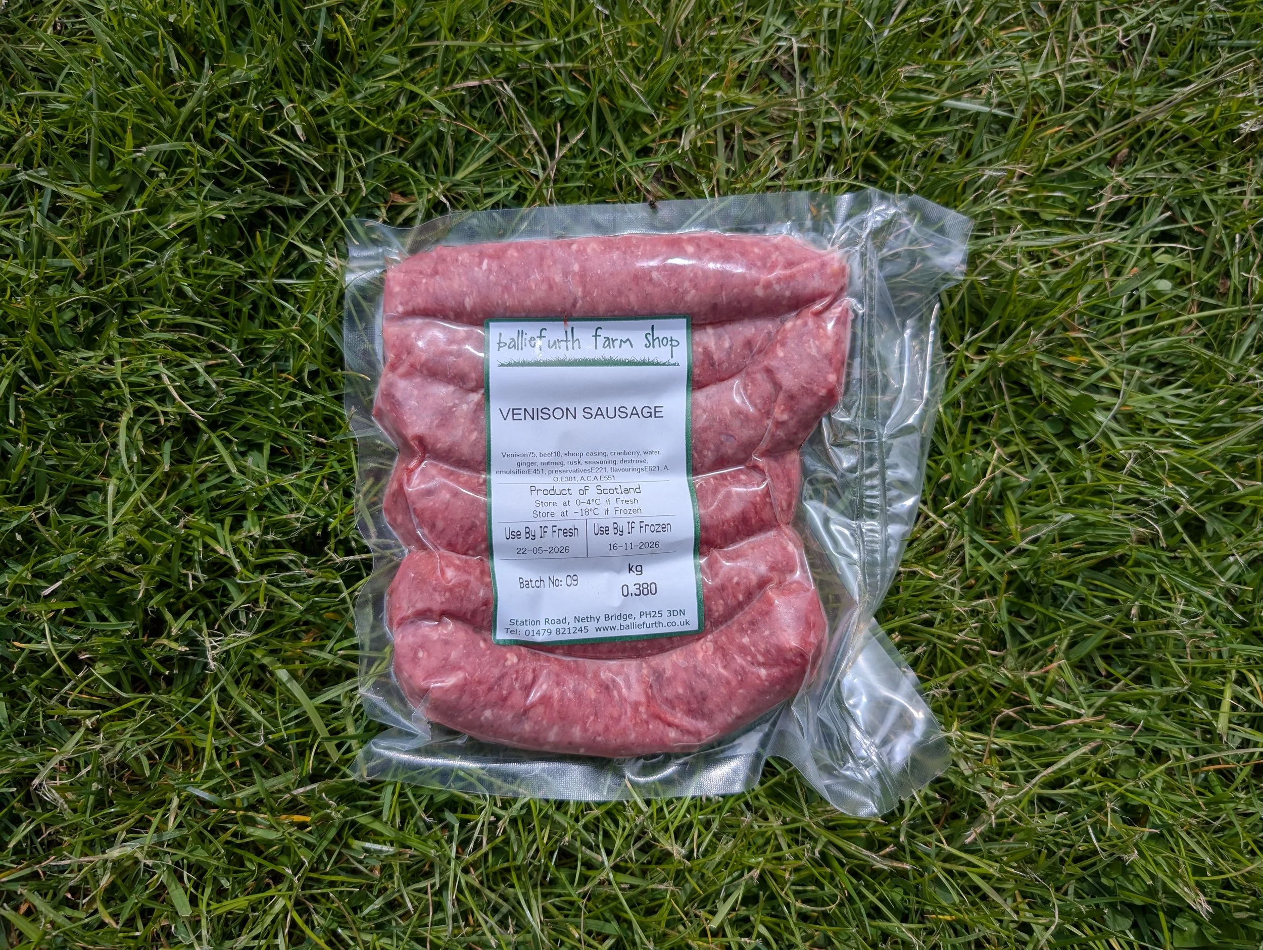 Balliefurth venison sausages