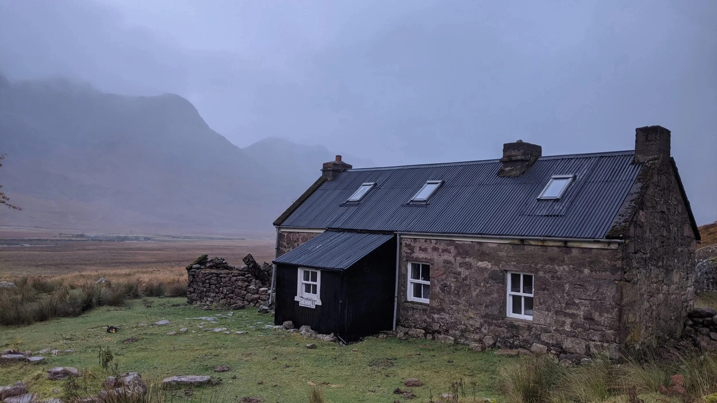 A scottish mountain bothy in the highlands