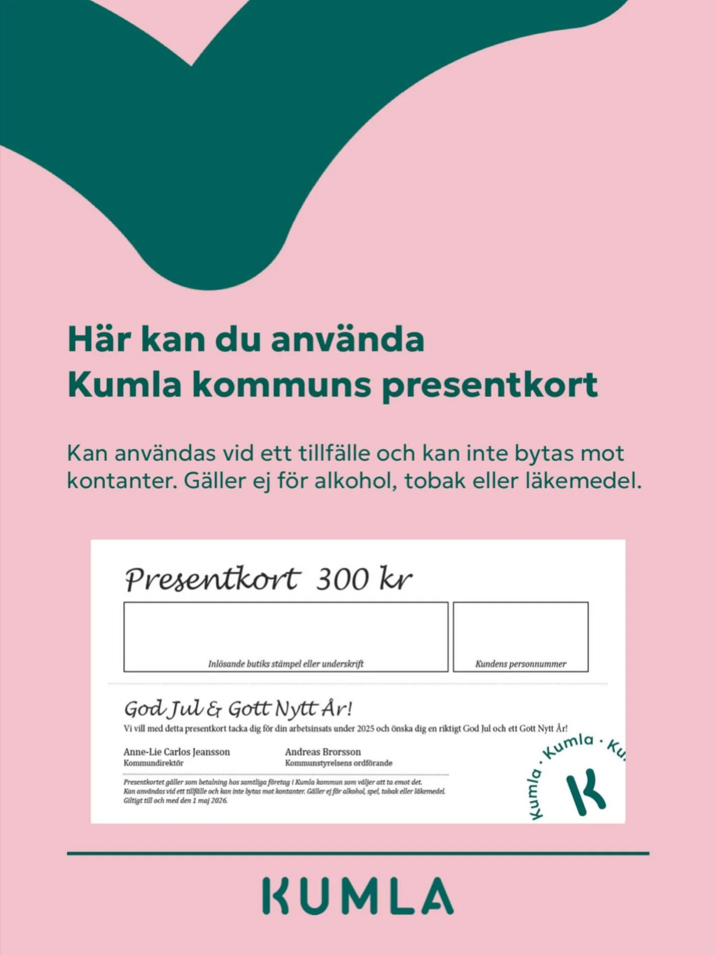 Presentkortstider🎁
H&auml;r g&aring;r det fint att anv&auml;nda olika presentkort:

Kumla kommuns julg&aring;va
Kumla promotions och 
Lilla Ullbodens egna

#presentkort #kumlakommun #kumla