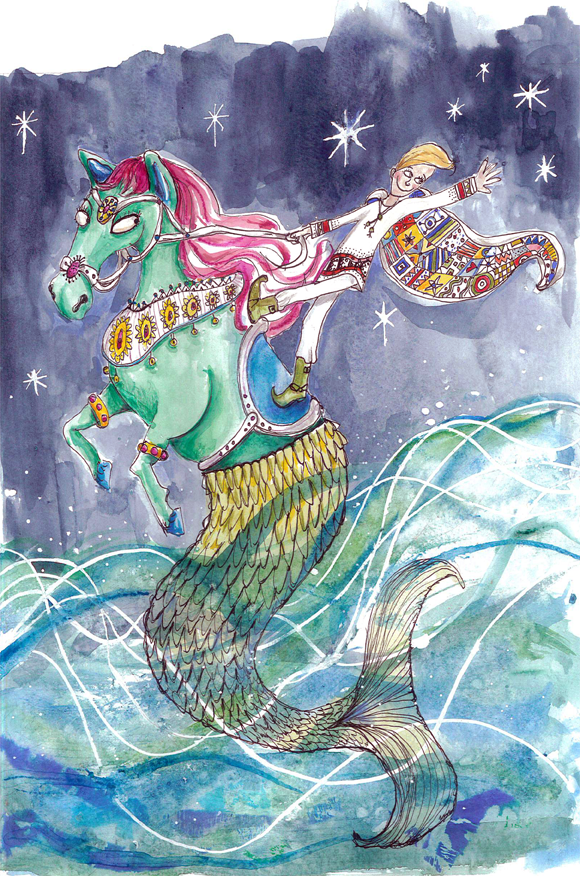 The Merhorse and the Magic Cape, a made up tale inspired by Kay Neilsen's East of the Sun and West of the Moon: Old Tales from the North