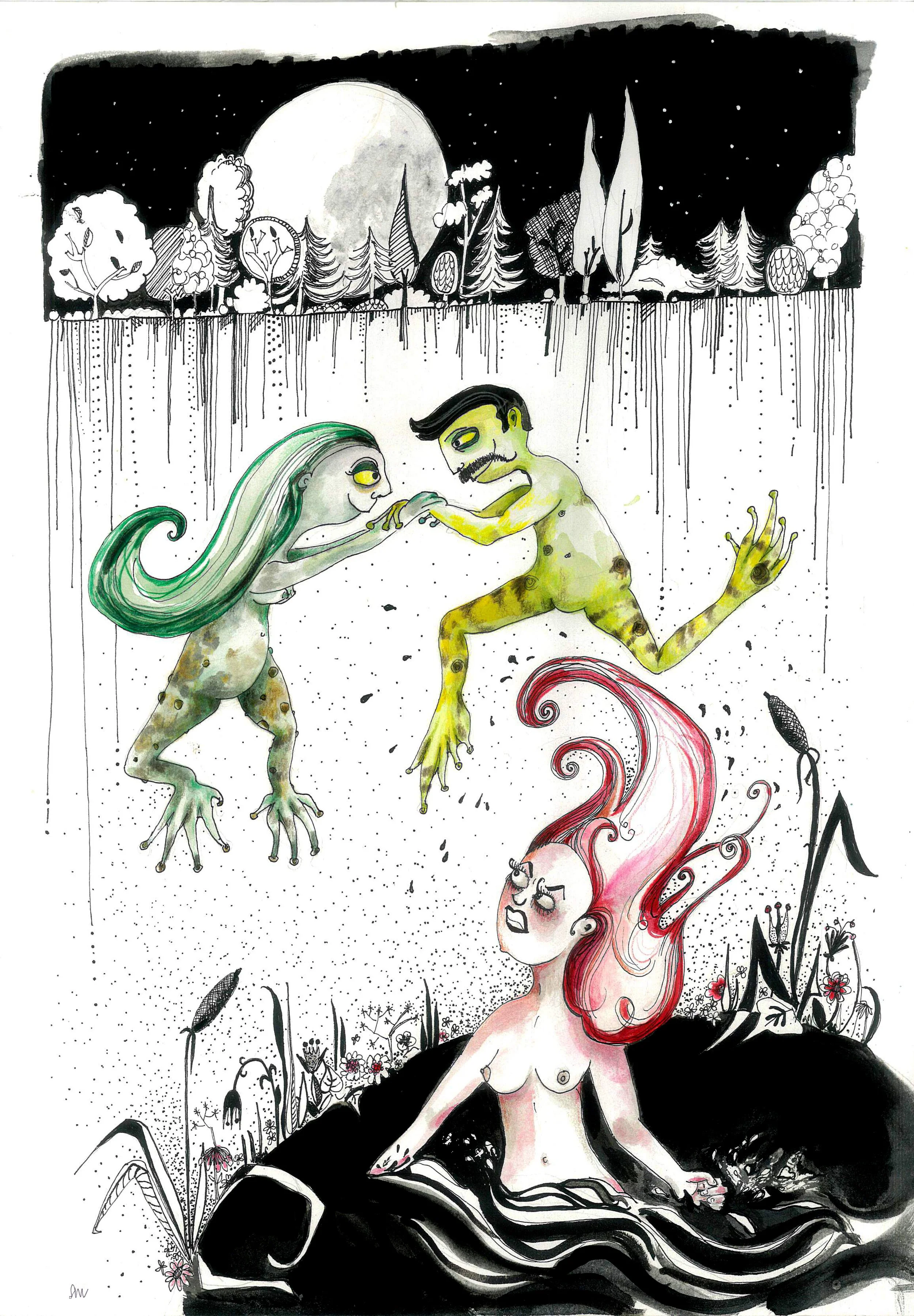 The Nixie of the Mill pond - at the point where the lovers turn info a toad and a frog to escape the nixie's wrath. 