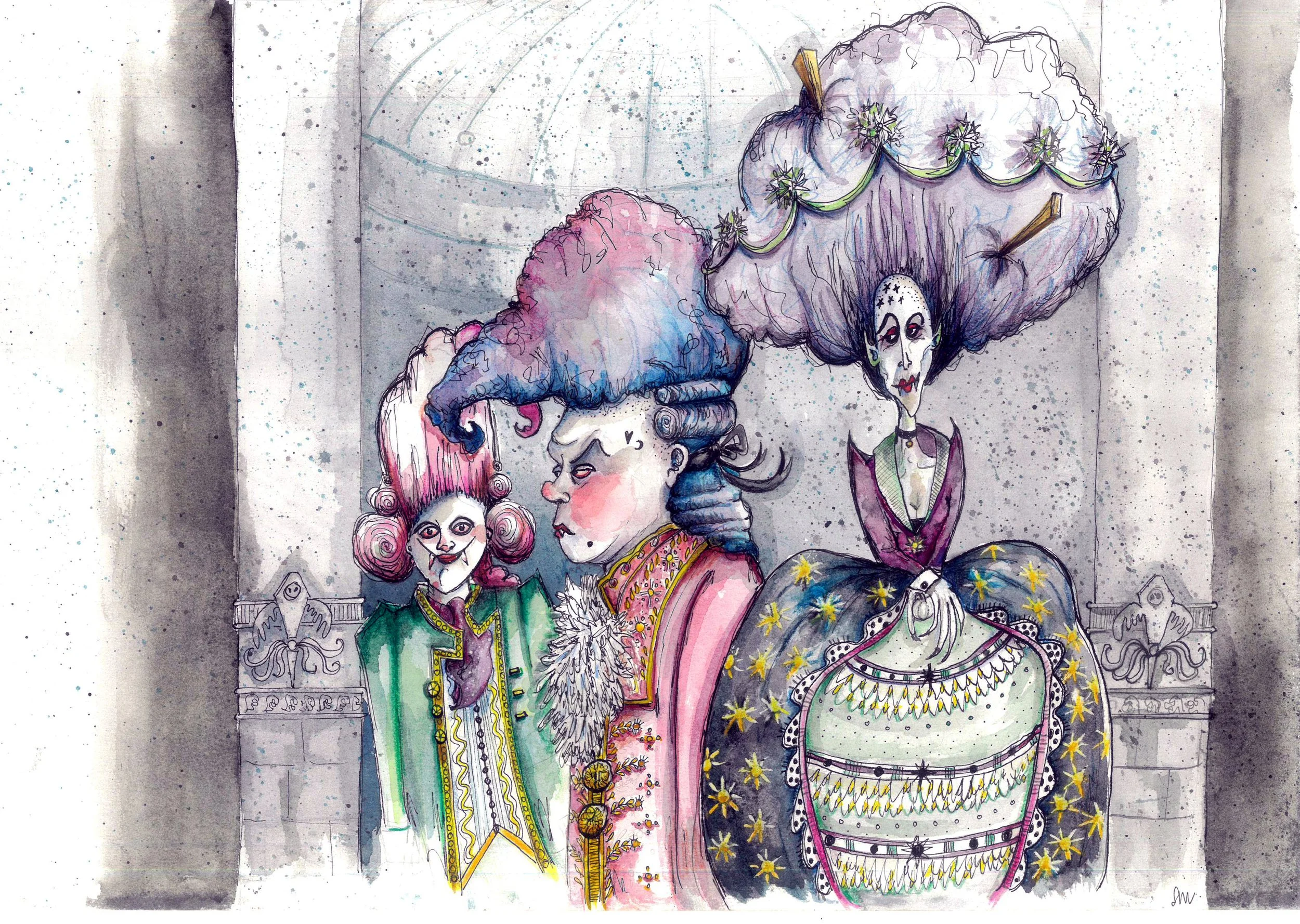 A stupid young buck, a grumpy old gammon and a haughty elder-state vampire who is impervious to garlic and stakes. Costumes are inspired by historical references.