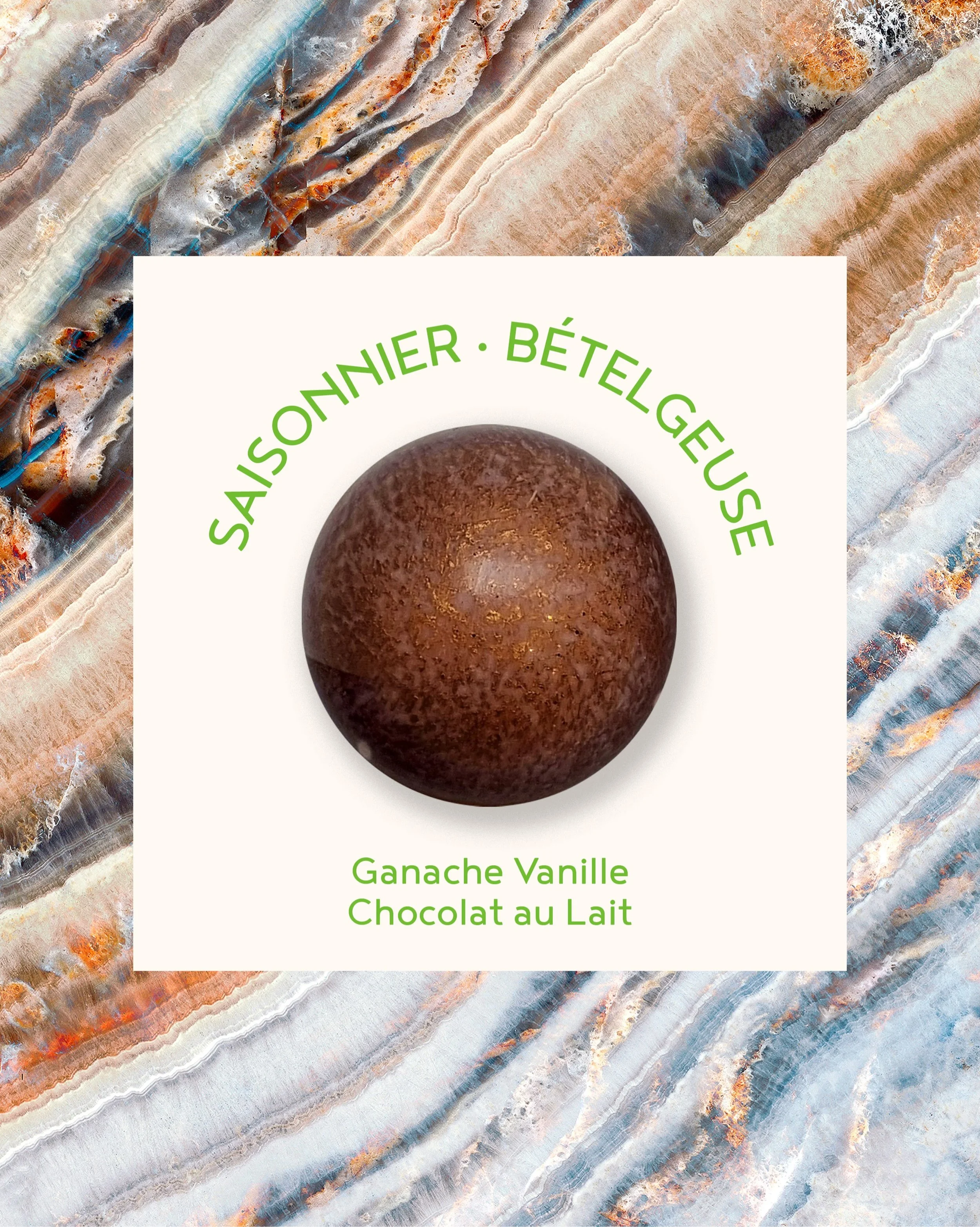 BONBON SAISONNIER - B&Eacute;TELGEUSE
Ganache Vanille
Chocolat au Lait

#chocolaterie #chocolate #faitmain #cosmique #businessfamilial