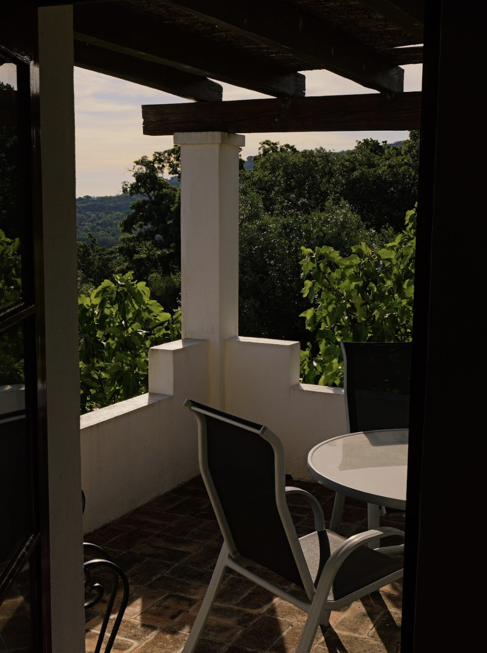 View looking out of living room onto the top terrace