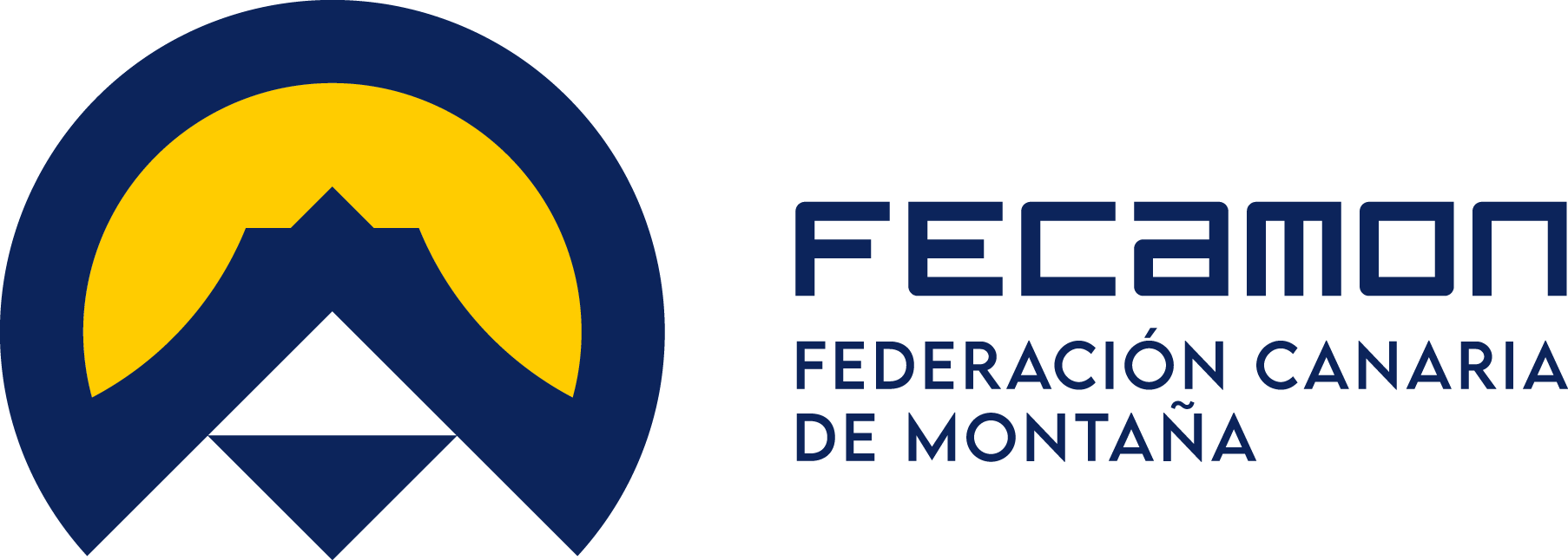 Logo of Federación Canaria de Montaña with a mountain and sun graphic and text in blue.