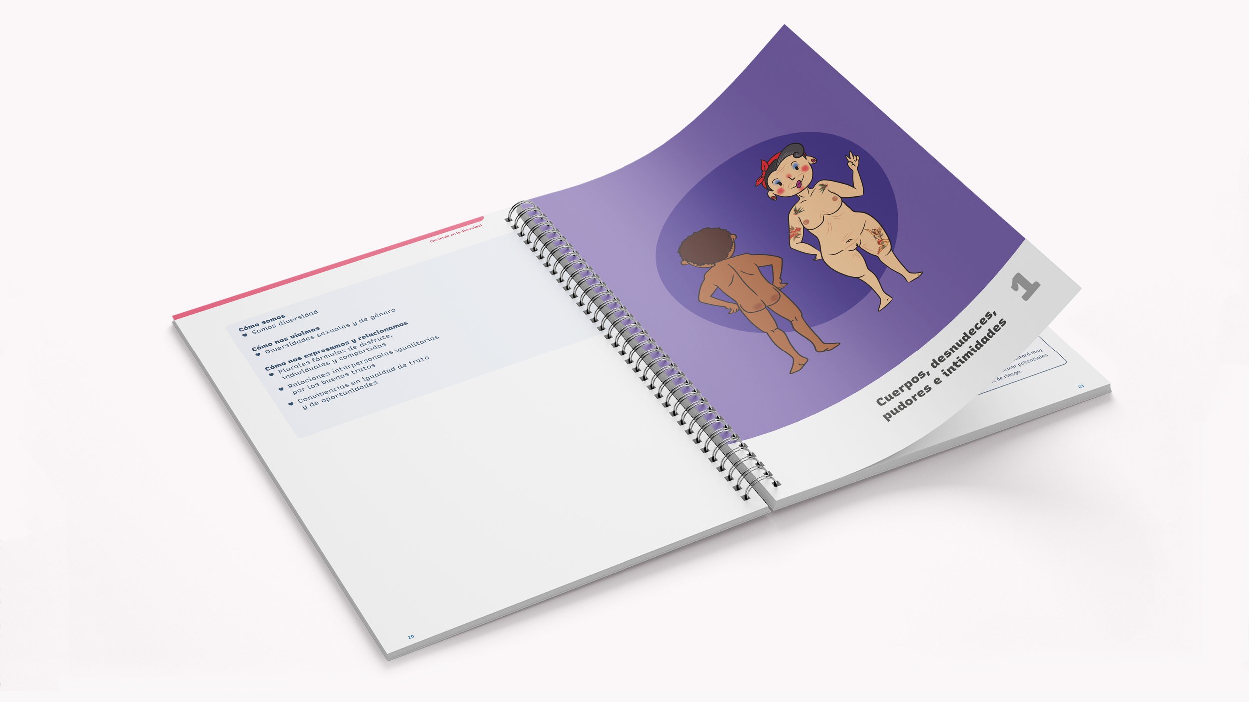 Guía del profesorado abierta mostrando una de las portadas internas del temario.