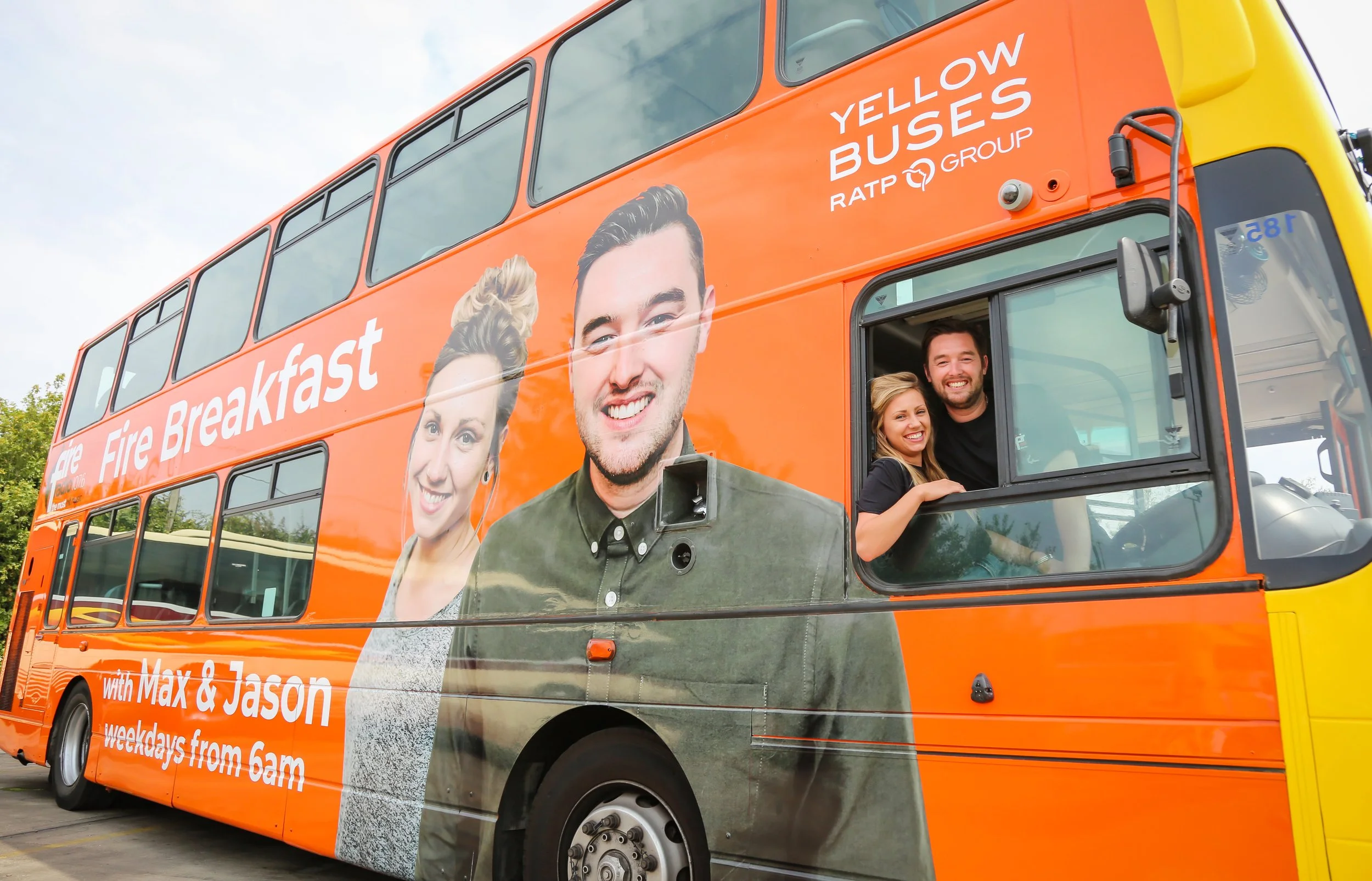 Fire Breakfast bus livery design. Graphic designer in Southampton.