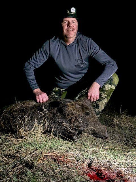 Night time hog hunt with head lamp