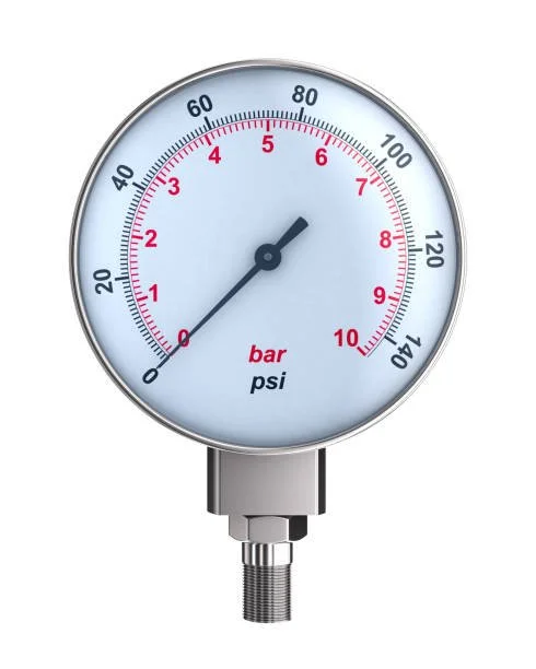 Pressure gauge measuring approximately 68 psi in bars.