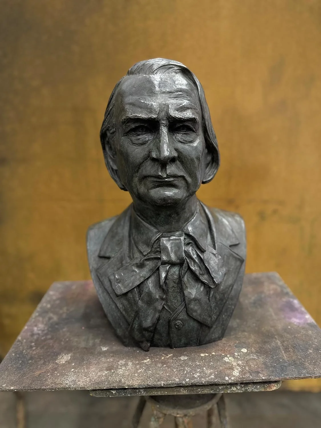 Nicole Farhi scupture of Victor Hugo in the process of being patinated