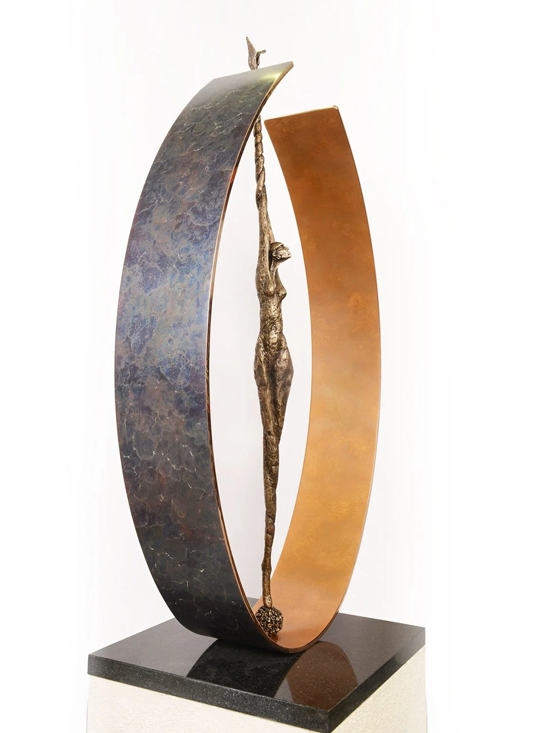Michael Speller Nurture bronze sculpture with gold and blue patinas