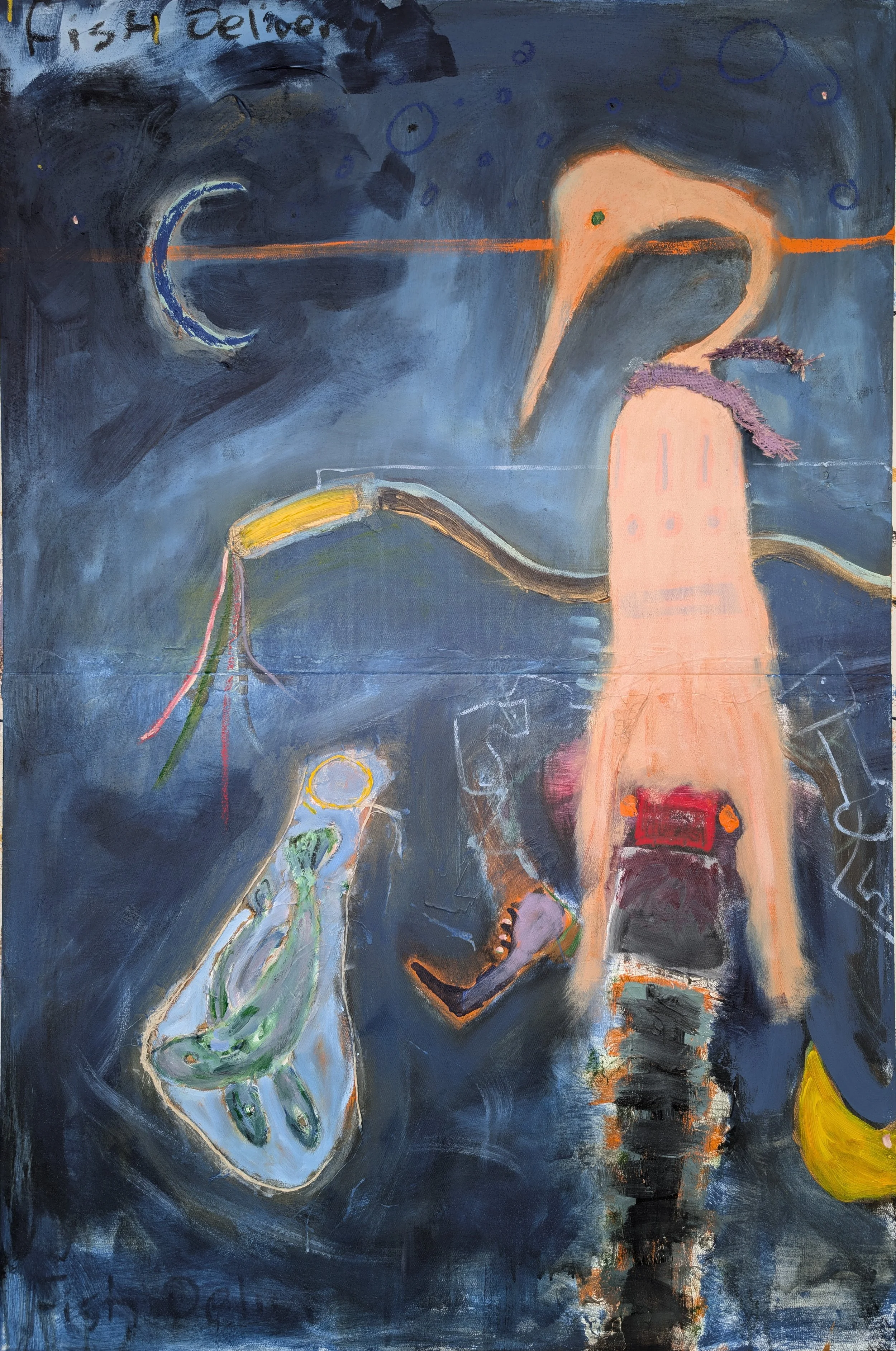 Maria delivers the fish. on time. any time. every time. 60" x 40"