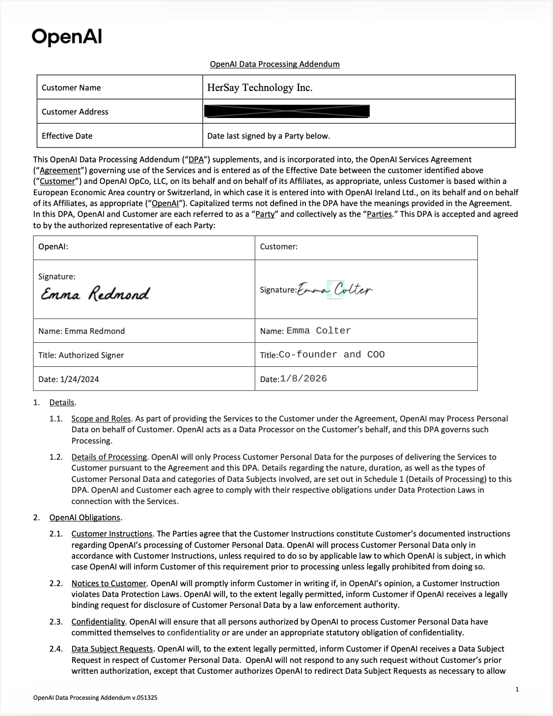 OpenAI Data Processing Agreement