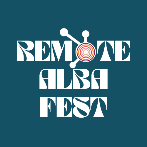 Logo for Remote Alba Fest with stylized text and abstract design element