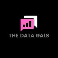 Logo of The Data Gals featuring a pink speech bubble with a bar chart and the text 'THE DATA GALS' underneath.