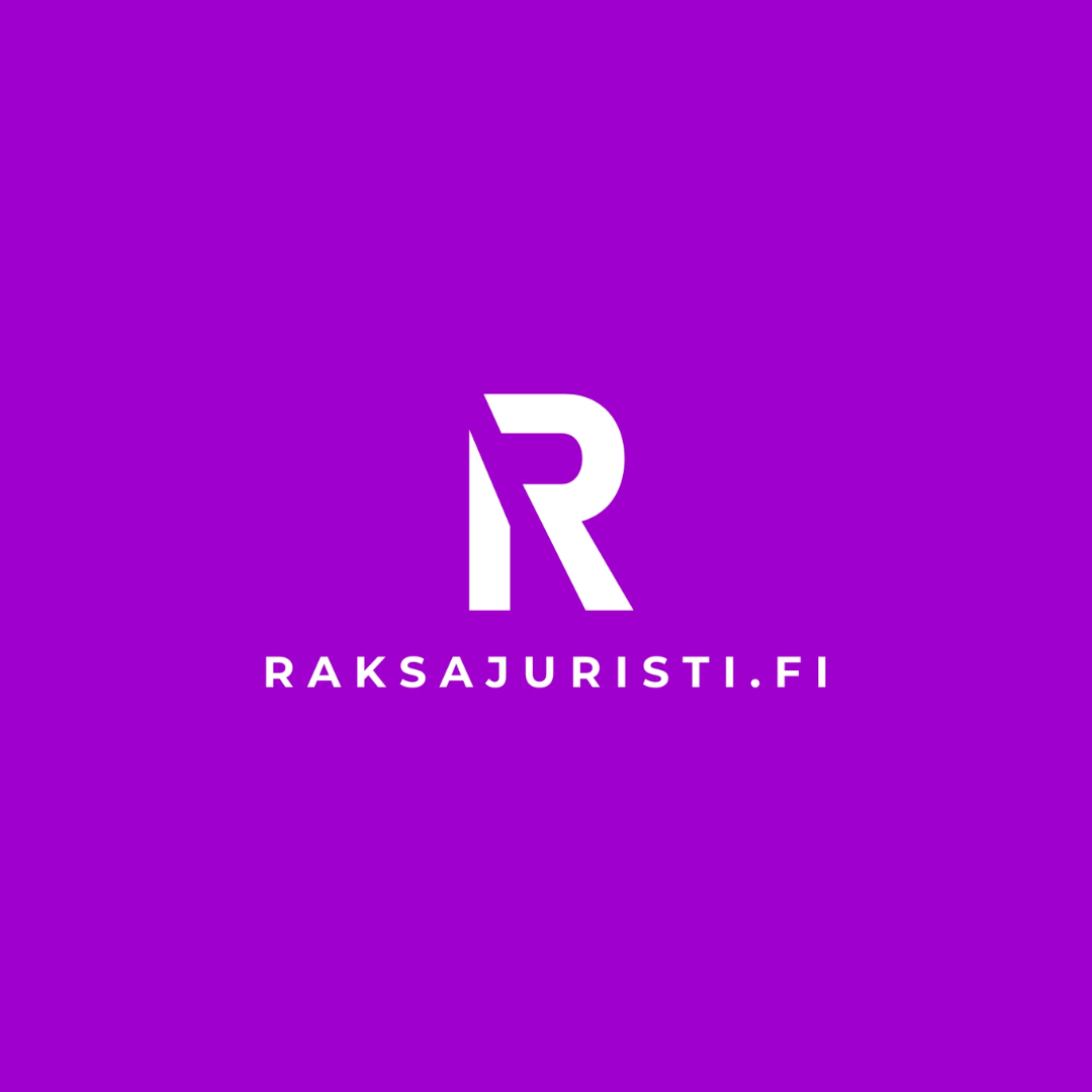Violetti kuva, jossa teksti 'Raksajuristi.fi'