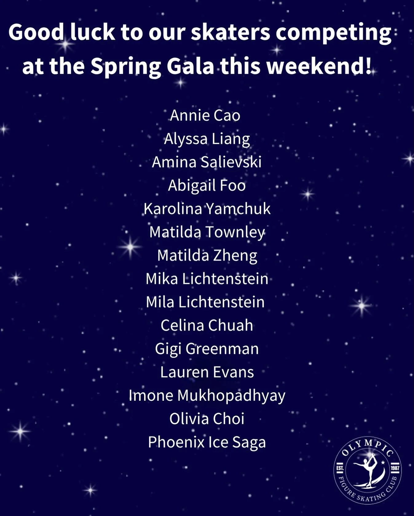 Good luck to our skaters competing at @melbournefigureskating Spring Gala this weekend ⛸️🤍🎉 #figureskating#iceskatingmelbourne#figureskatingaus#iceskating#olympicfigureskating #olympicfigureskatingclub #ofsc