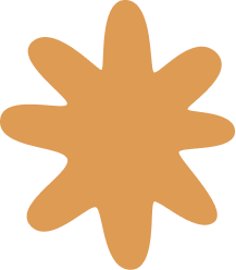 Une forme abstraite beige en forme d'étoile à sept branches sur un fond blanc.