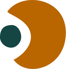 Forme abstraite composée d'un cercle vert foncé et d'une forme brune incurvée.