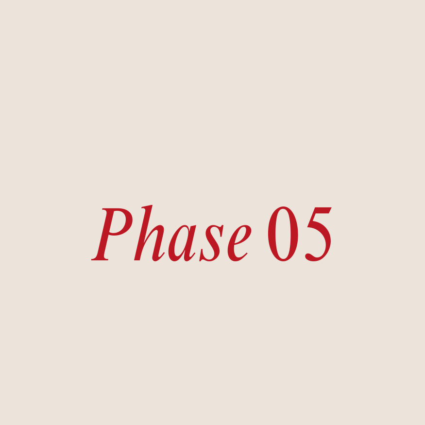 A beige background with the text 'Phase 05' written in red, italicized font in the center.