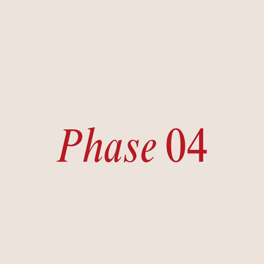 Image displaying the text "Phase 04" on a beige background in red font
