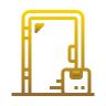 Gold-colored architectural column or structure with classical design elements