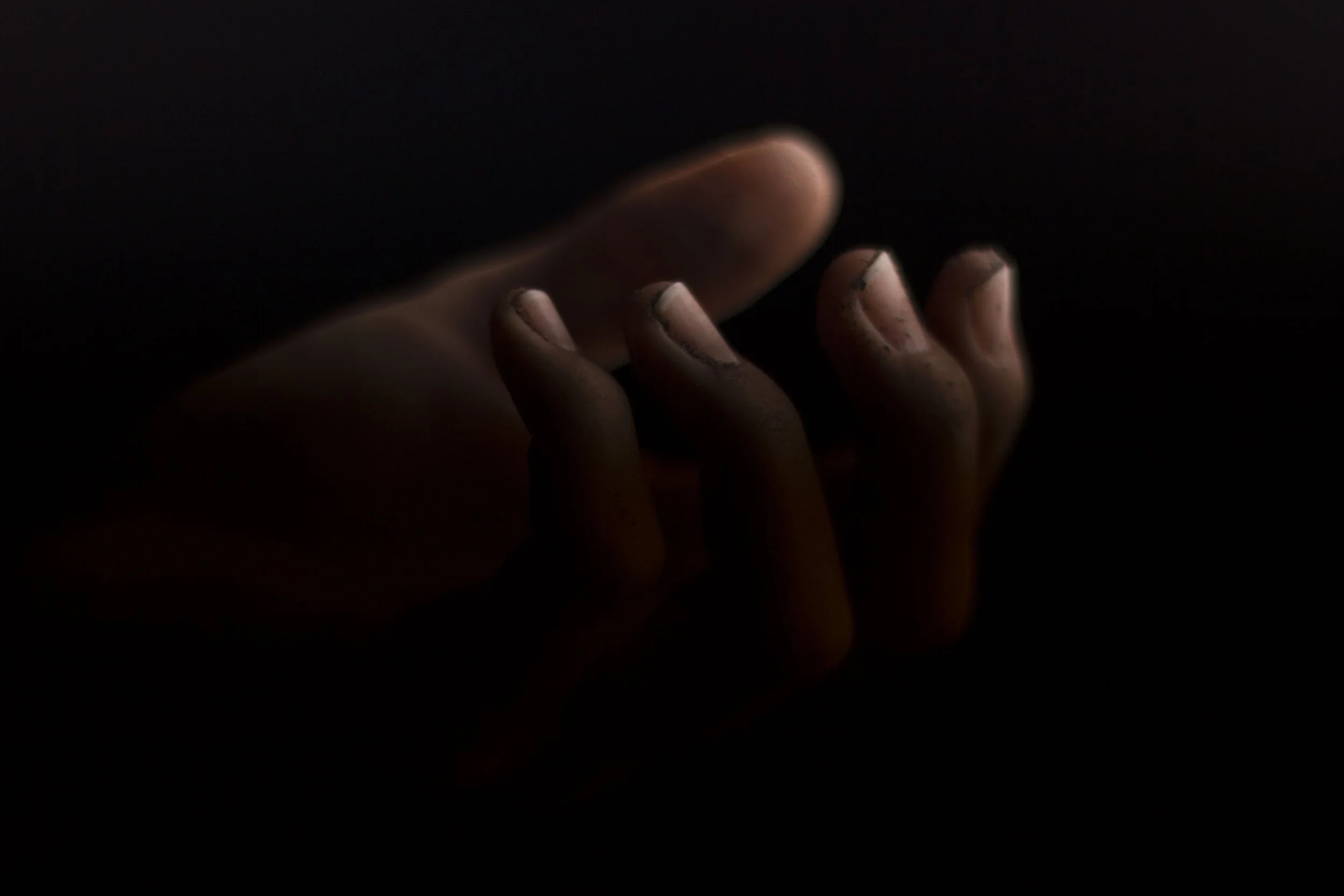 upturned hand with dirt