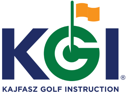 Logo of KAJFASZ Golf Instruction featuring a green golf flag integrated into the design of the letter G.