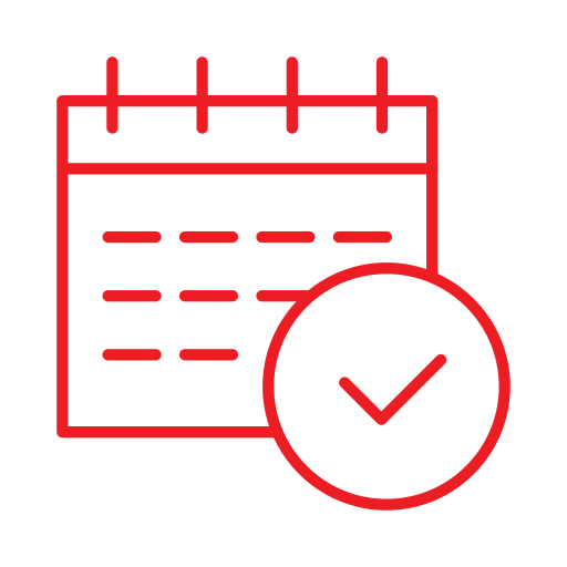 Calendar icon with a checkmark indicating a scheduled or completed event.