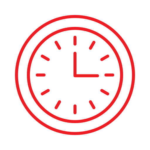 Red clock showing the time as 3:00.