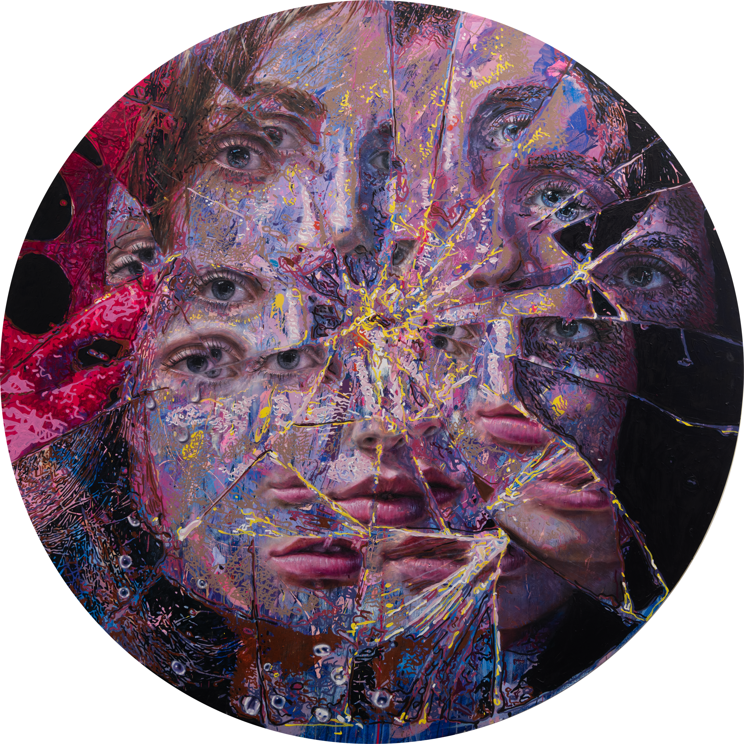 M with Tears - 2024 - Oil and Acrylic on Panel - 183cm Tondo