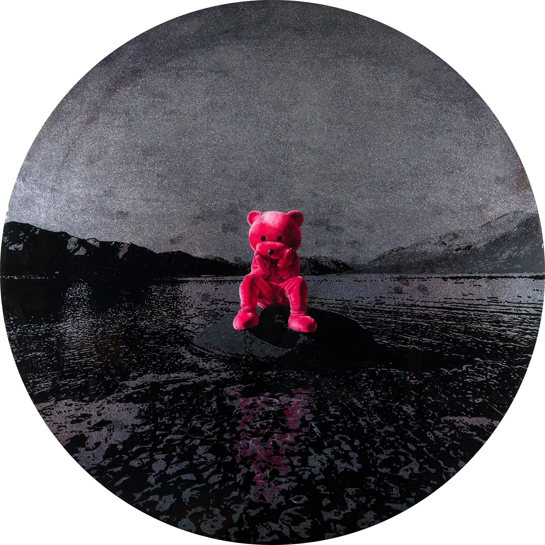 Not On This Planet - 2021 - Oil, Acrylic, Glitter and Resin on Ply - 183cm Tondo