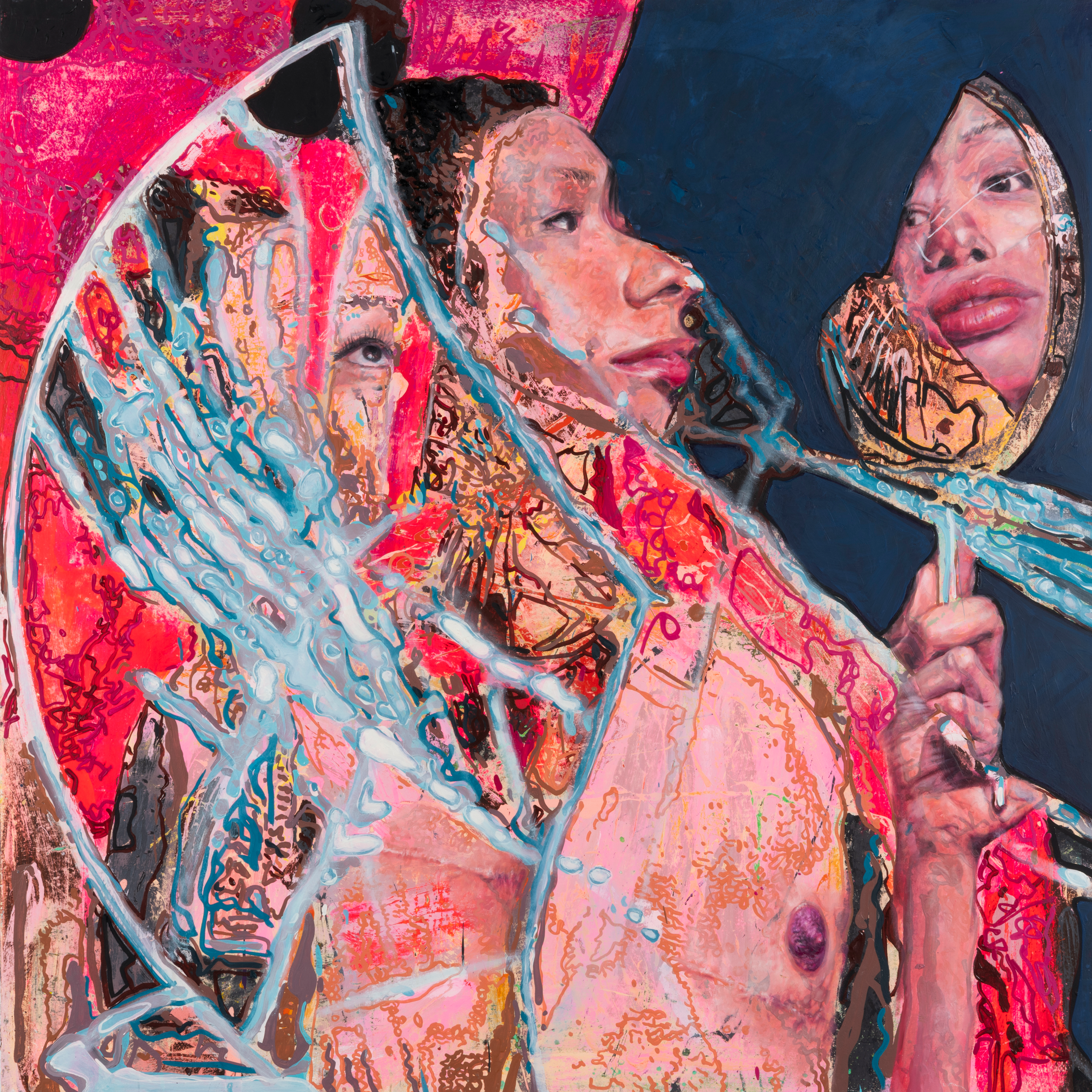 M with Scar - 2024 - Oil and Acrylic on Panel - 122cm x 122cm