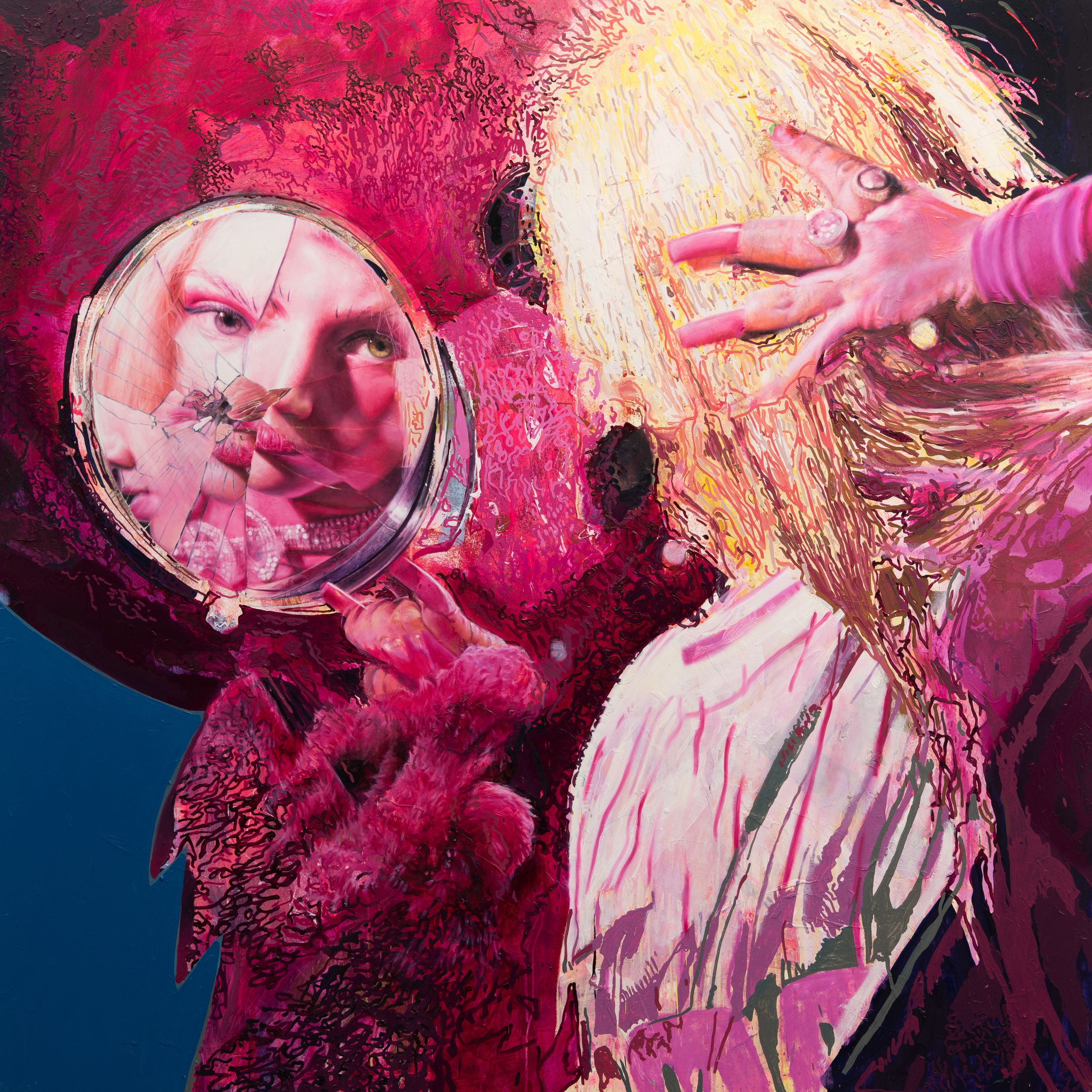 N with Diamond Chocker - 2024 - Oil and Acrylic on Panel - 183cm x 183cm