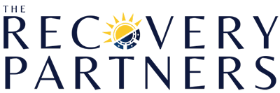 Logo of The Recovery Partners with a stylized sun and water symbol.