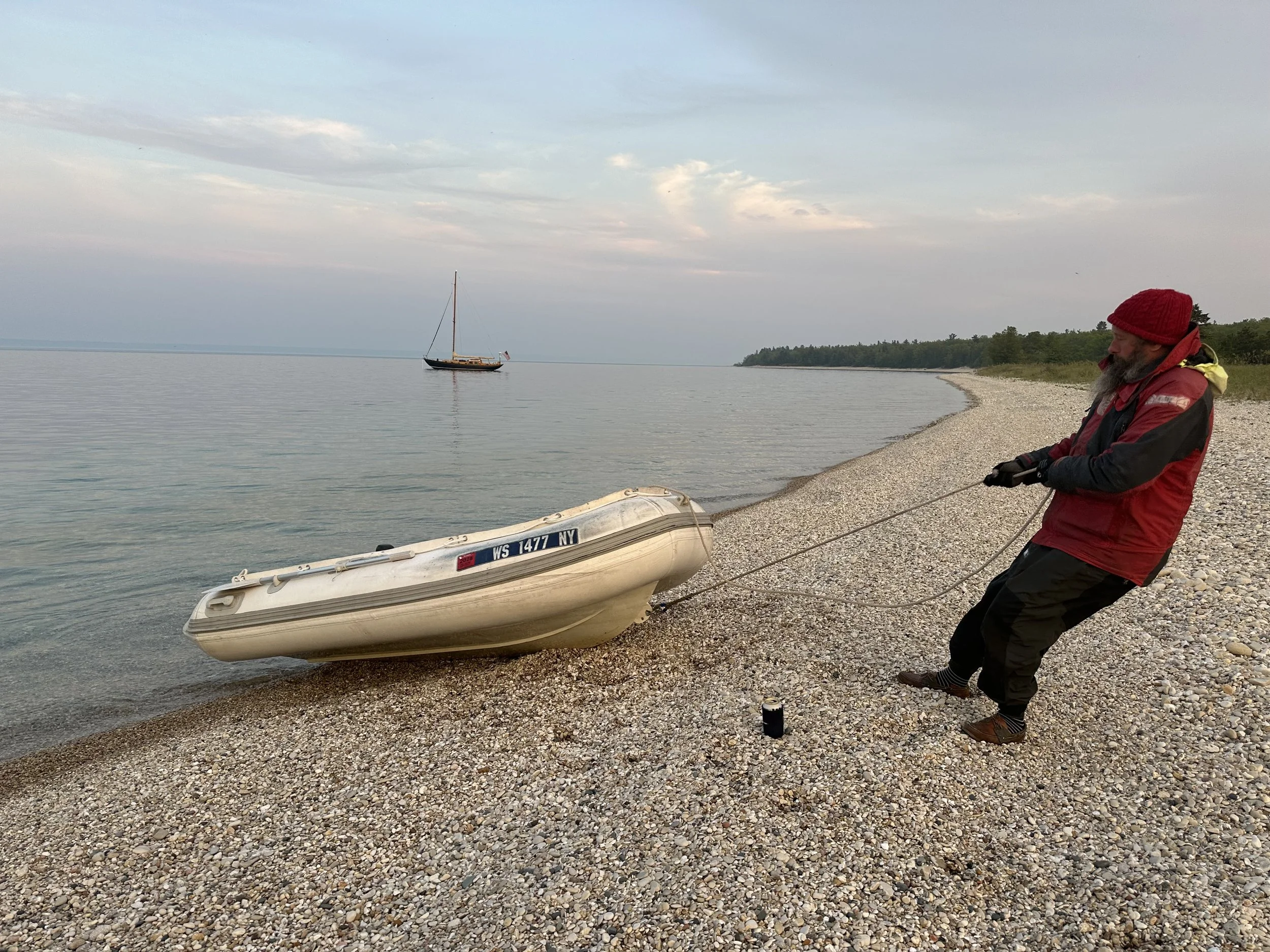Land! And securing the dinghy for a walk