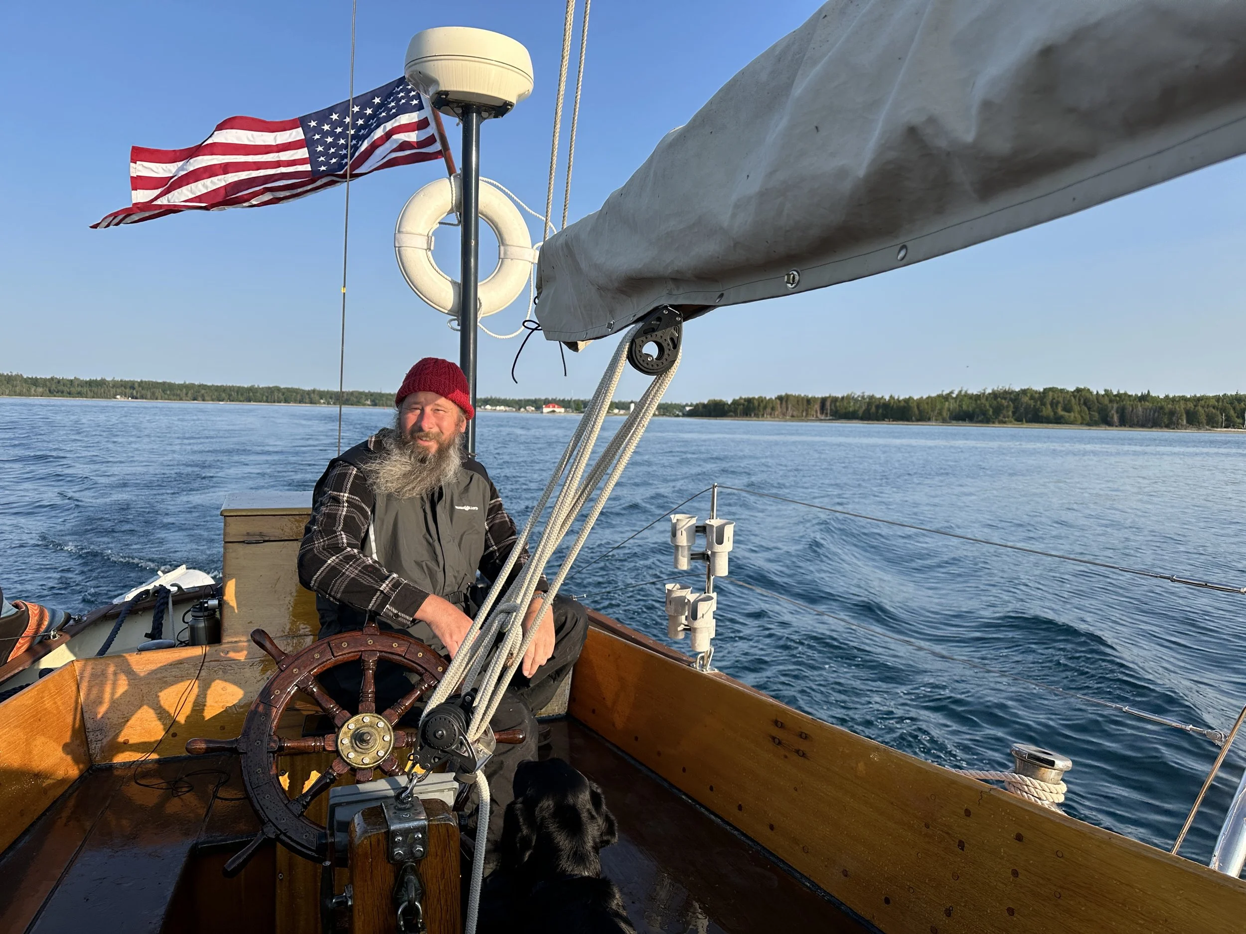 Captain with Beaver Island behind us