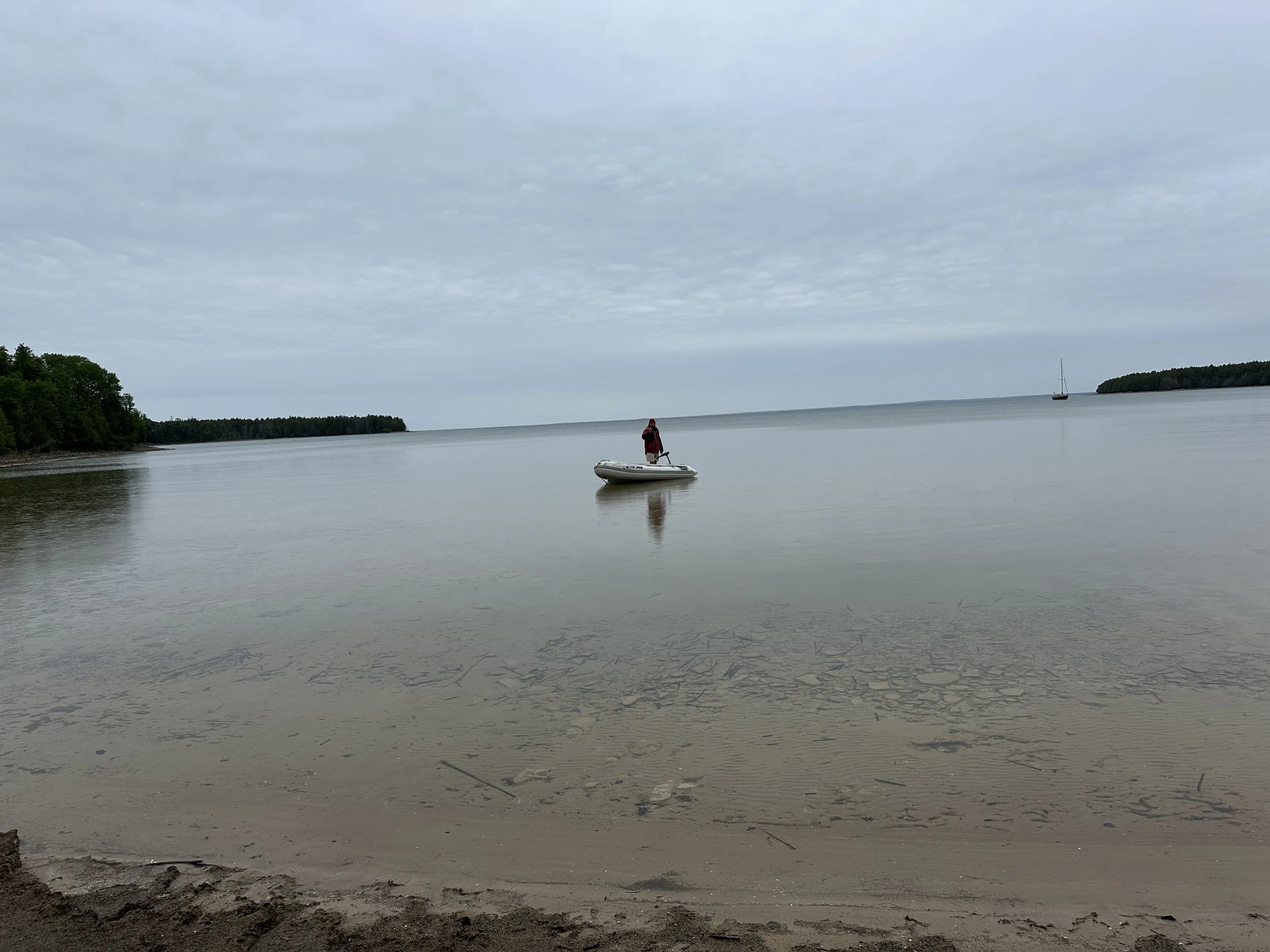 Captain left to man the beached dinghy