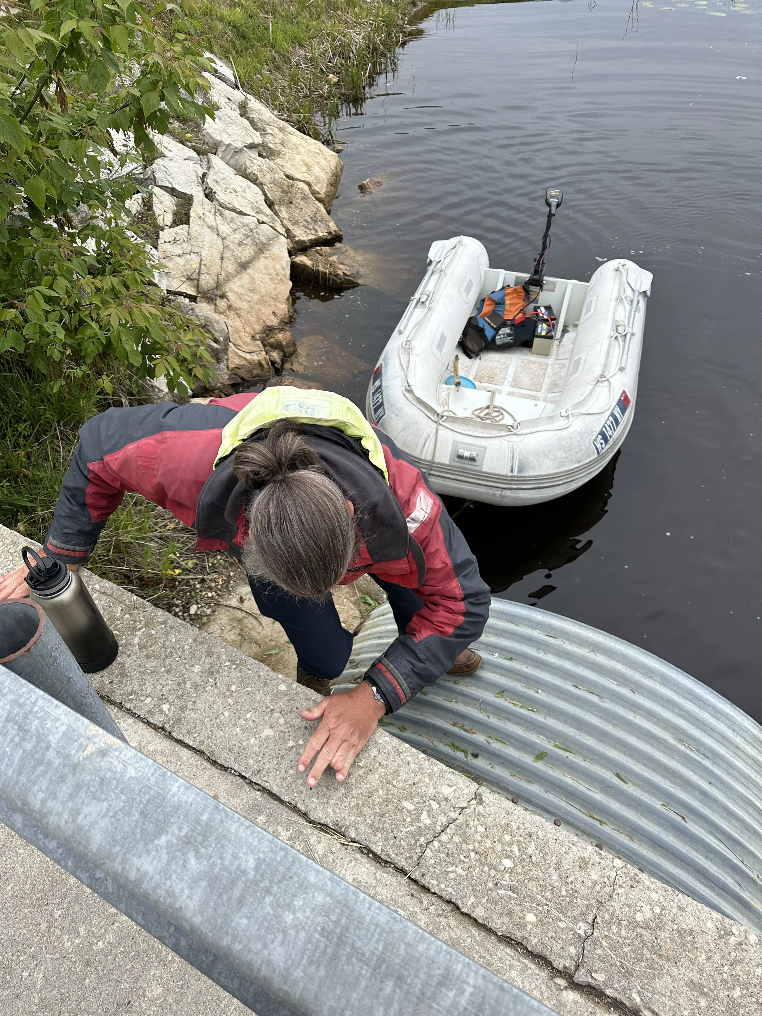 Creative dinghy parking