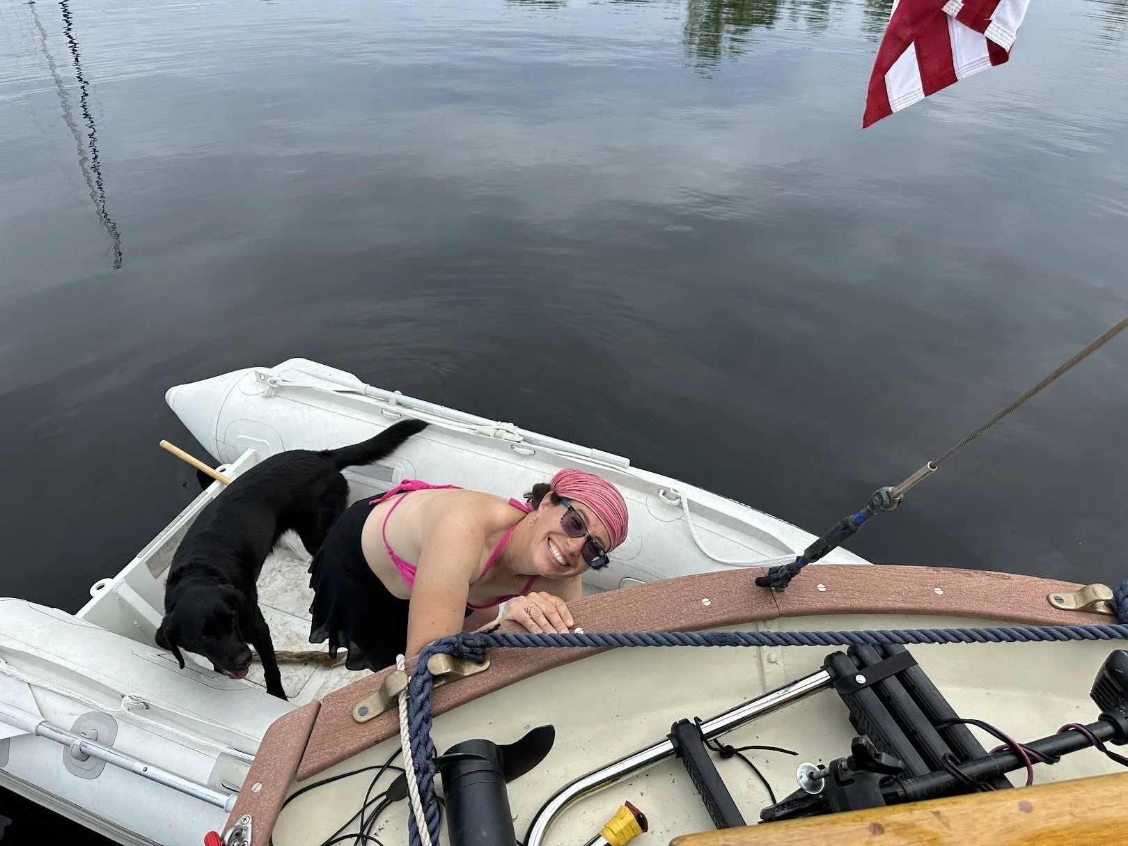 Happy 1st mate cleaning Ciara's hull