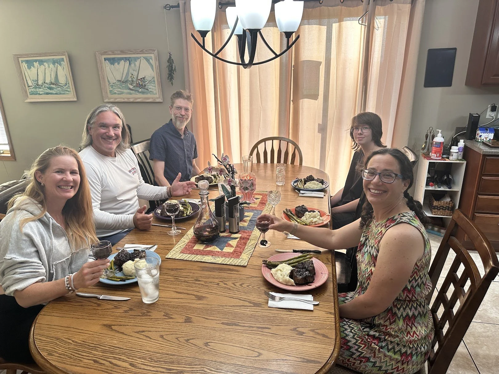 Erin, Brett, Peter, Cory and I toast to Captain and good friends and family