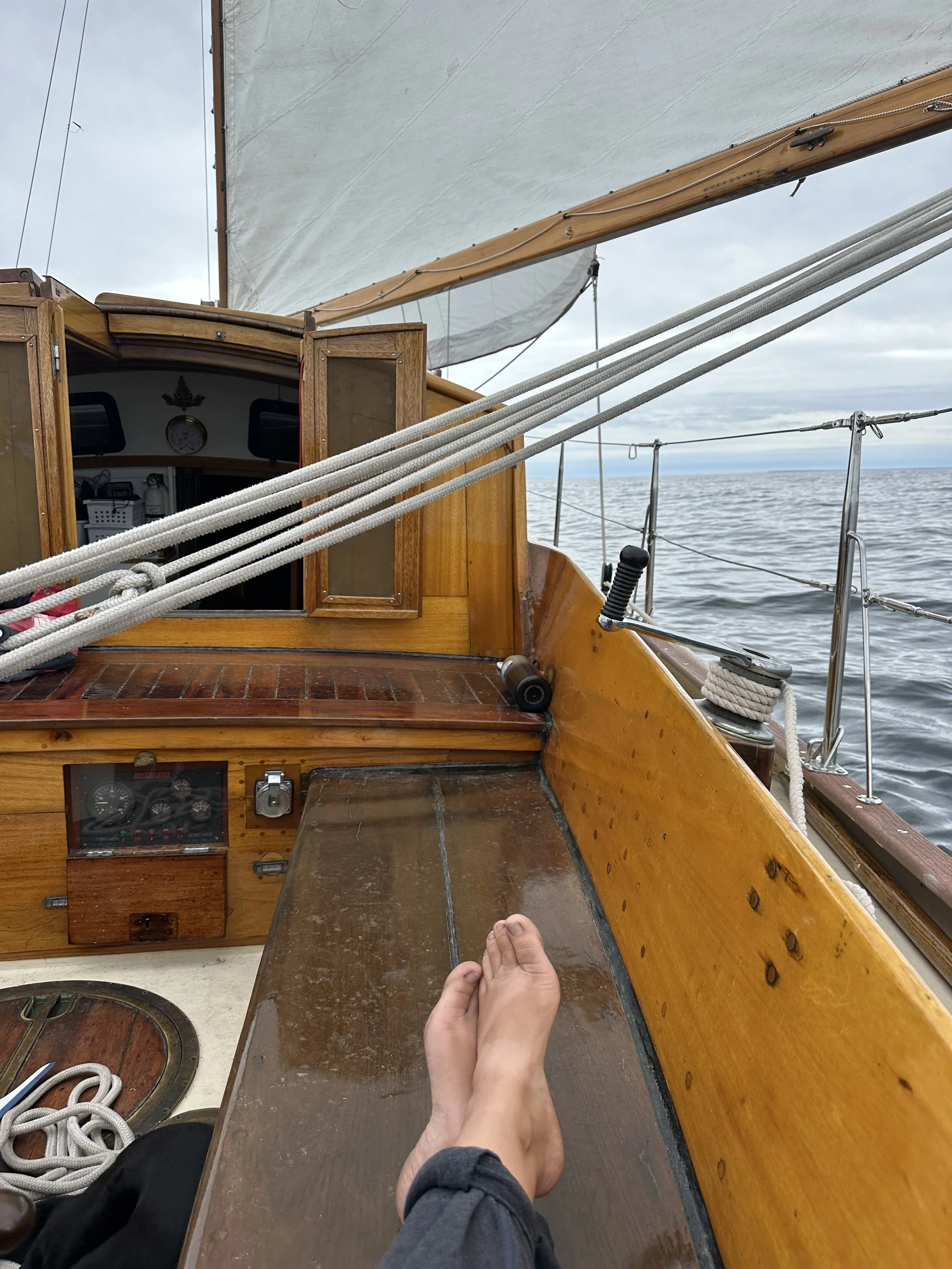 Finally relaxing at the helm