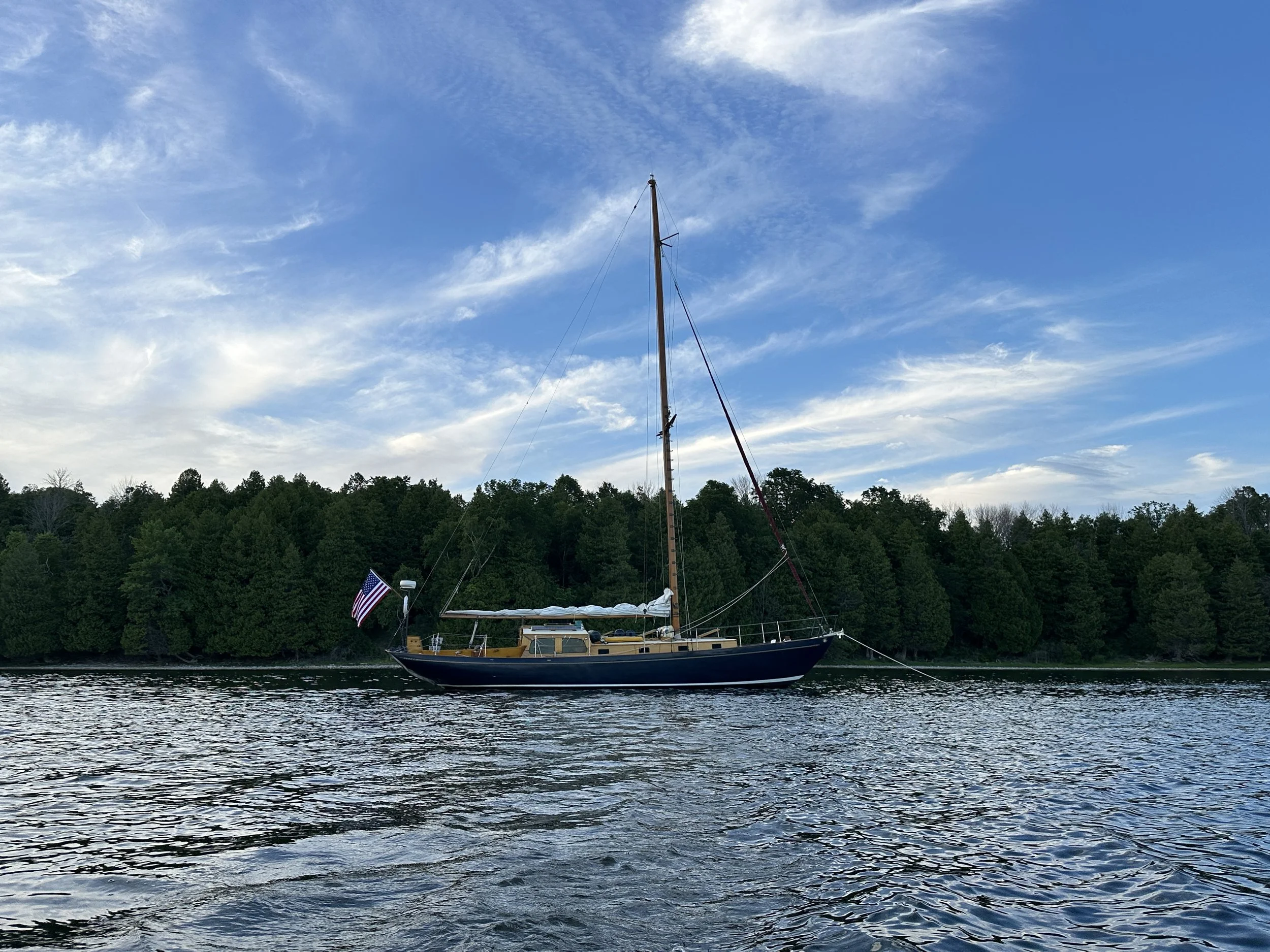 Ciara at anchor
