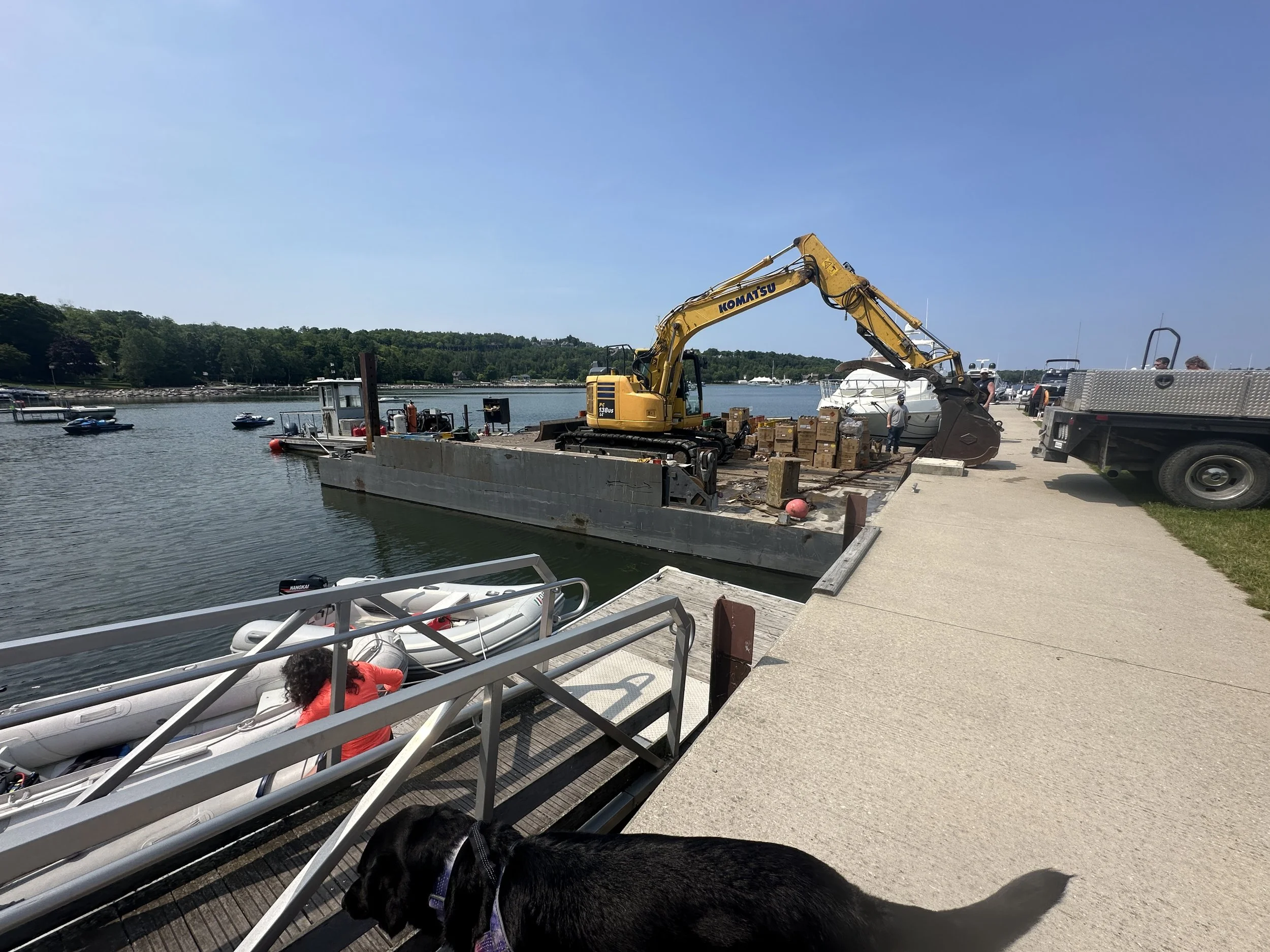 The firework barge getting loaded for the night
