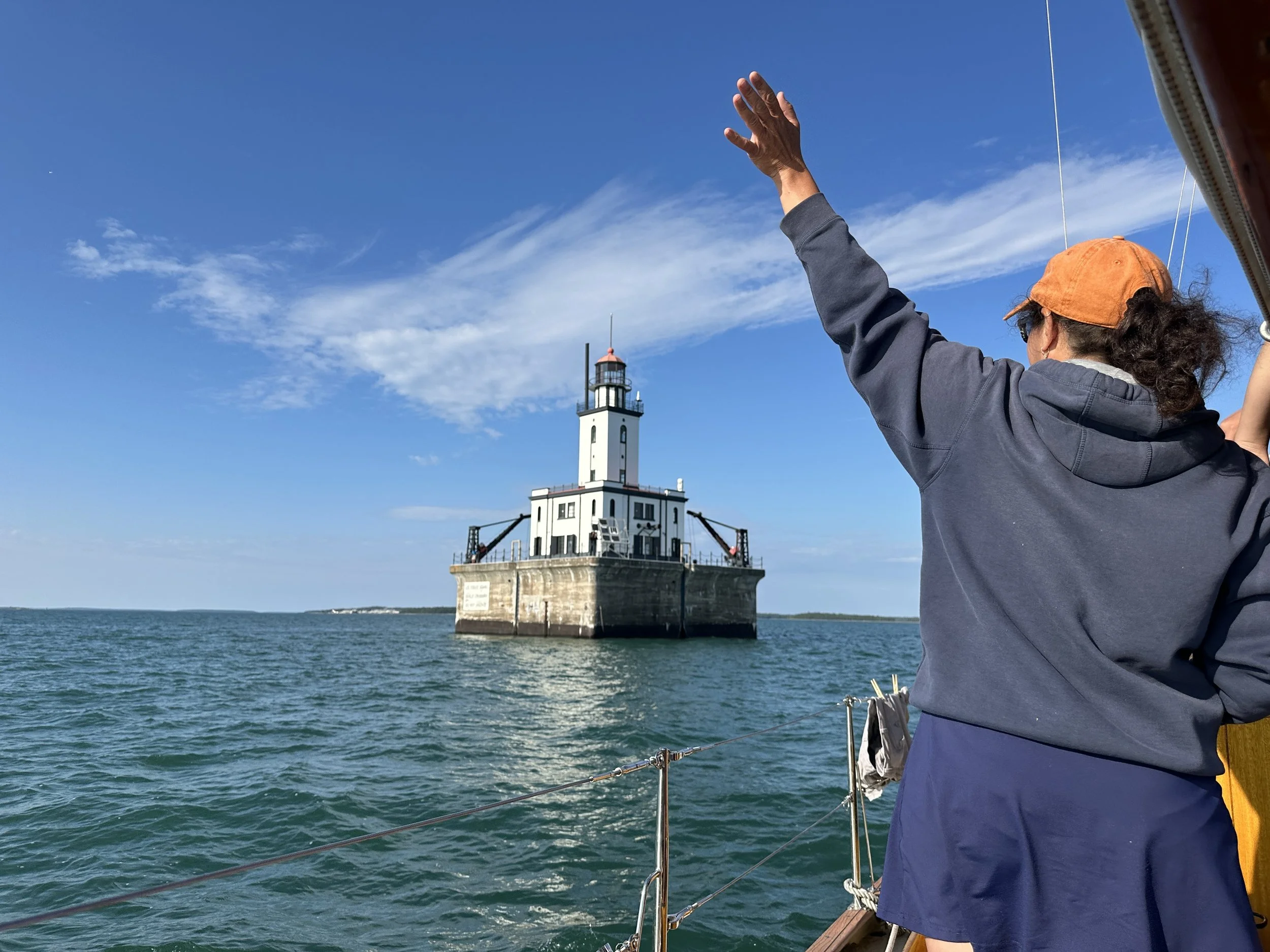 Waving the lighthouse keepers
