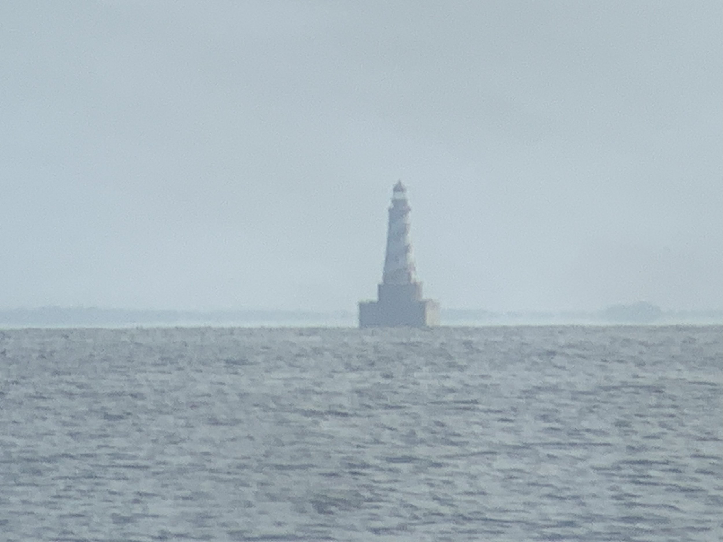 White Shoal iighthouse in fog