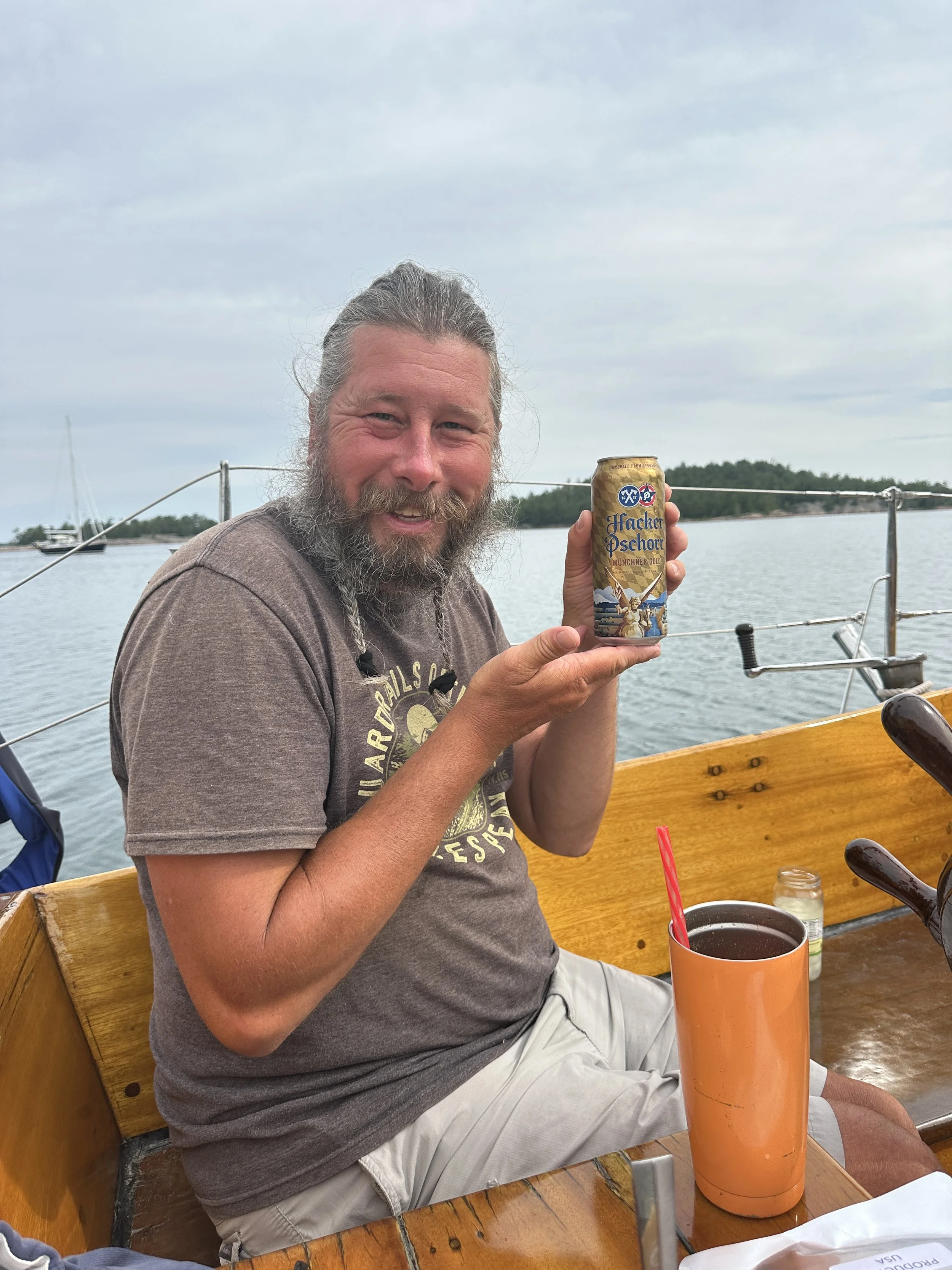 Captain enjoying he beer from the beer exchange yesterday