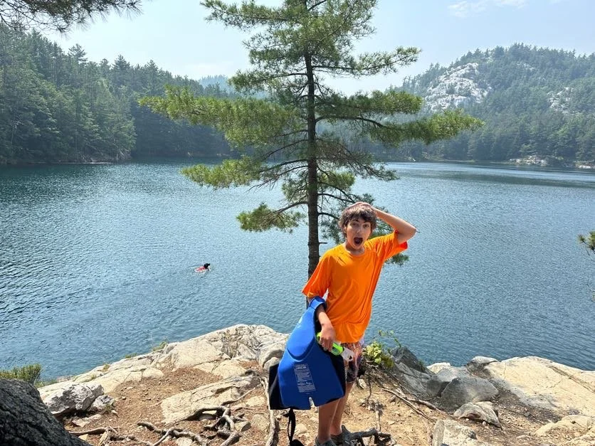 Bert excited to go swimming in his favorite swim hole