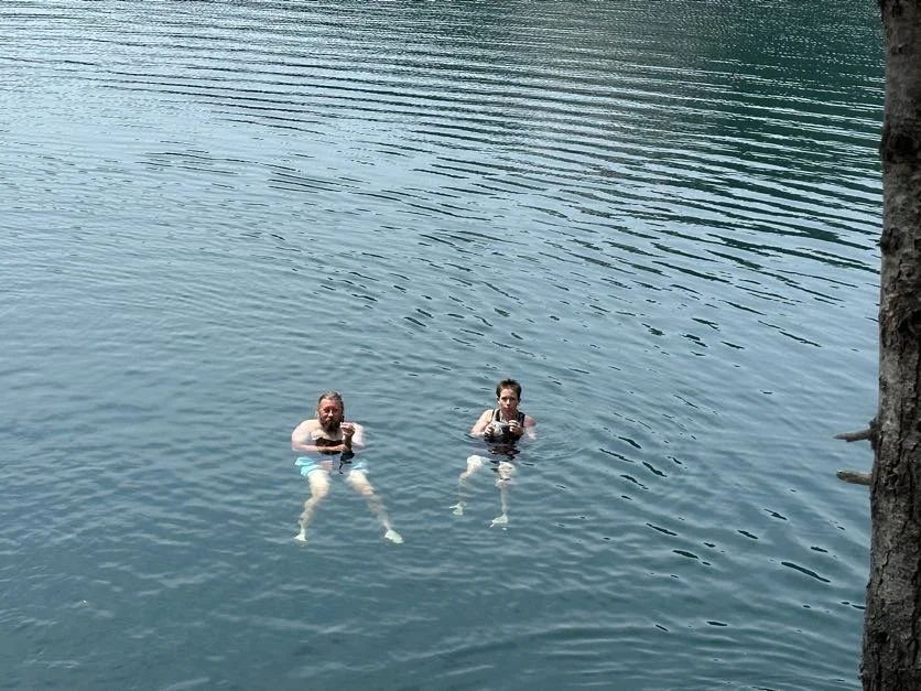 Captain and Cory enjoying lake meat